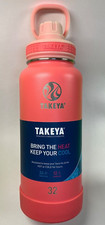 Takeya 32oz Active Insulated Stainless Steel Water Bottle with Spout Lid Coral