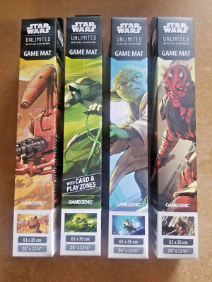 Star Wars: Unlimited 4x Official Game Mat LOT Battle Droids, Yoda, Maul, & Bikes
