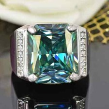RARE 11.50 Ct Radiant Cut Treated Blue Diamond Men's Ring-Amazing Shine
