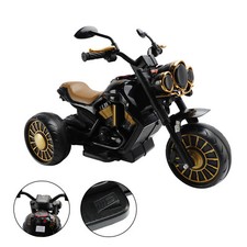 3 Wheel Kids Ride On Motorcycle Electric Dual Drive Toy Car With LED Light Black