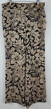 Nine West Womens Thin Black & Tan Floral Dress Pants Size XL