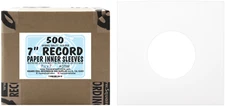 (500) 7" Record Inner Sleeves - White ARCHIVAL Paper ACID FREE 45rpm - #07IW