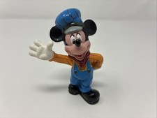 Rare Vintage Walt Disney Rail Road Train Conductor Mickey Mouse Figurine 3"