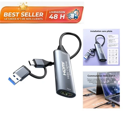 Carte capture vidéo HDMI USB-C 4K 1080p 60 Hz Streaming OBS - Photo 1/4