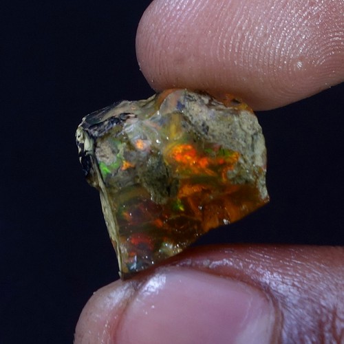 14.10 Cts 100% Natural Welo Fire Ethiopian Oil Opal Rough Cab Gems Ring Nacklace - Picture 3 of 11