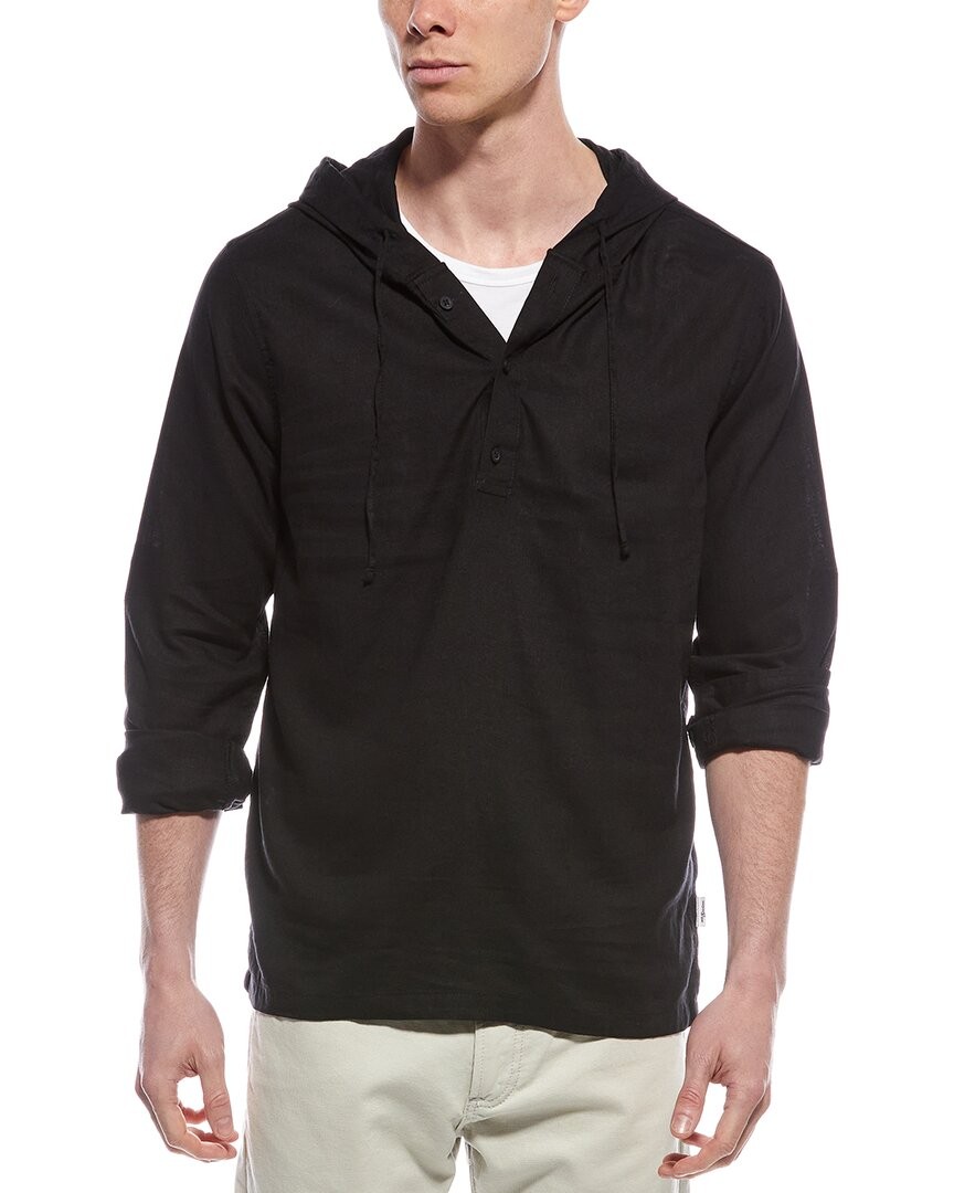 Mr.Swim Linen-Blend Pullover Hoodie Men's Black Xl