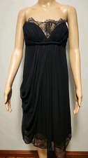 Vtg Oscar De La Renta Black Silk Strapless Cocktail Dress Size 10