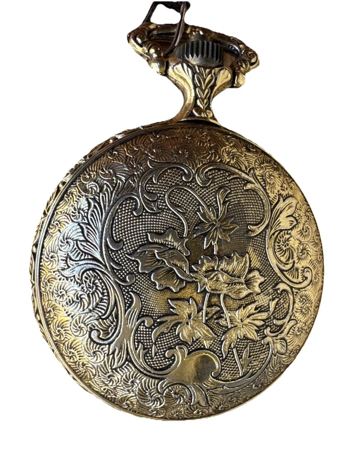 Reloj Bolsillo Tren Armitron 48mm Oro Tono Plata Ferrocarril con Cadena Foto 2 de 4