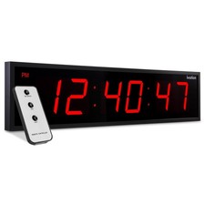 Reloj Digital Grande Ivation 30", Brillo 6 Niveles, Reloj de Pared LED, Rojo