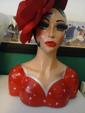   Hand painted vintage retro lady mannequin display head refurbished Retro Style