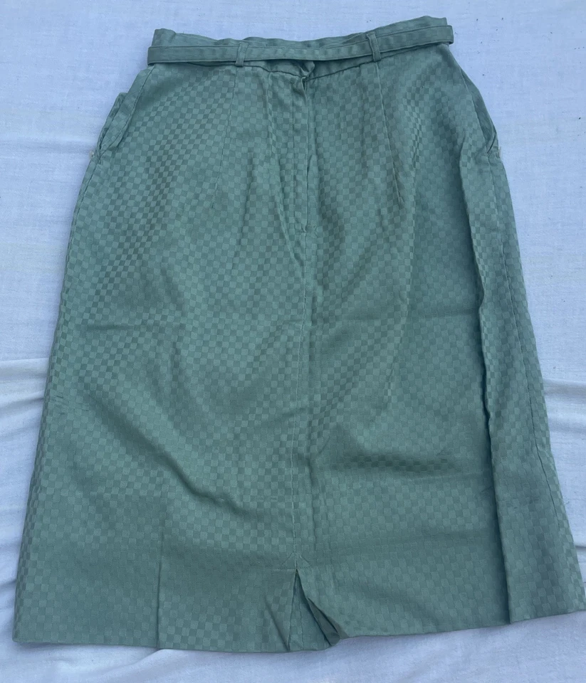 Saia de joelho lápis com cinto vintage verde sálvia Stockton de Dallas tamanho P/M Rockabilly - Imagem 3 de 4