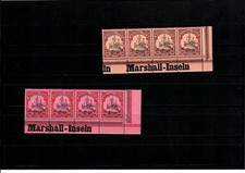 2x Marschall-Inseln, Eckrand mit Inschrift, 4er Streifen