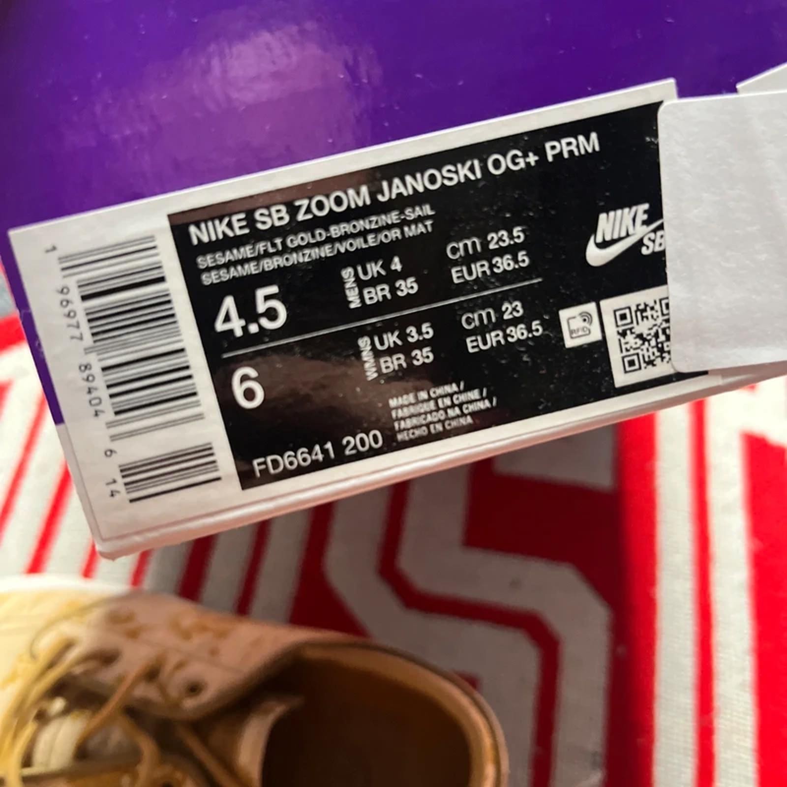 Nike SB Zoom Janoski OG Men’s Gold Skate Trainers | UK Size 4 image 10
