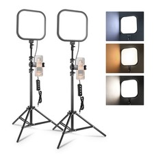 NEEWER 2 Pack 15W 10.8" LED Video Light Panel Lighting Kit with Tripod Stands