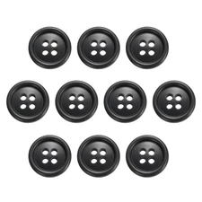 10pcs Sewing Button 15m 4 Holes Resin Round Craft Buttons, Dark Black