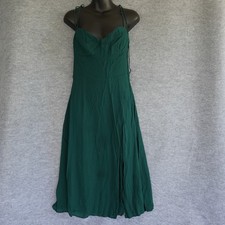 Reformation Juliette Dress 12 Emerald Green Viscose Midi Slit Sweetheart Cottage