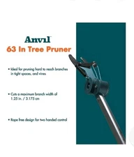 Anvil Tree Pruner Garden Tool Rope free Non-Stick Coating Pole Pruner 63 In.