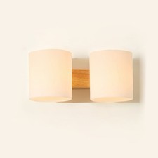 6W/10W LED Up/Down Wall Light E27 Bulb Wood Hallway Lamp Fixture Glass Lampshade