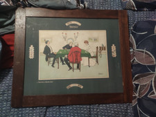 tableau ancien signé reprocdution mecanique  papier un café bar scene de genre