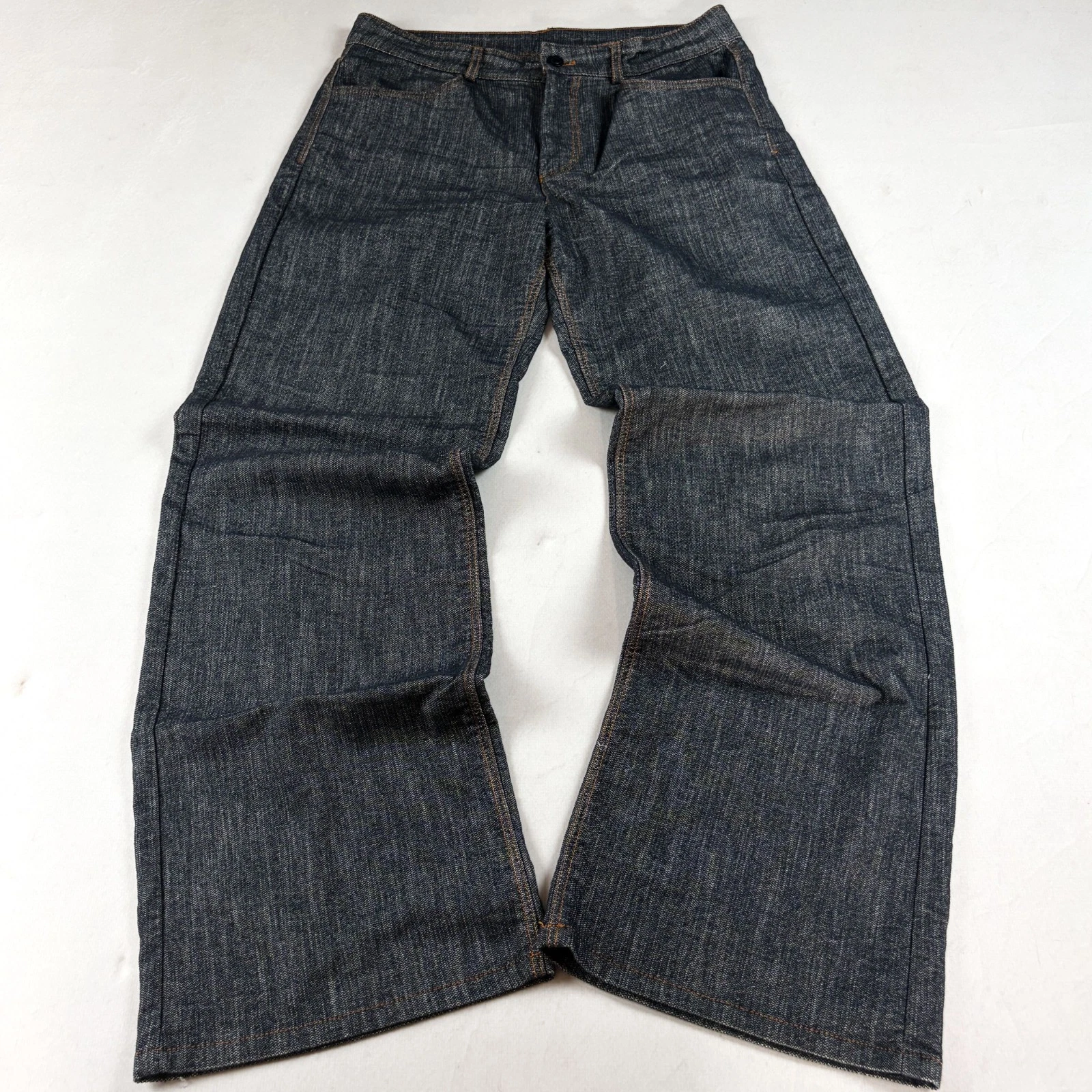 Vintage Massimo Dutti Wide Leg Dark Wash Denim Jeans Relaxed Fit Workwear Style