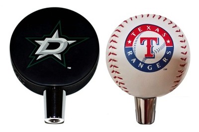 Dallas Stars Hockey Puck And Texas Rangers Baseball Beer Tap Handle Set