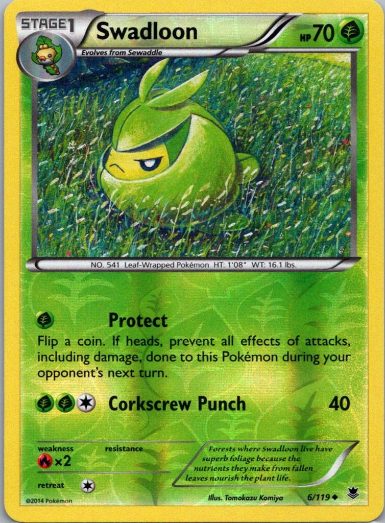 Pokemon TCG Swadloon 6/119 Phantom Forces Rev Holo NM