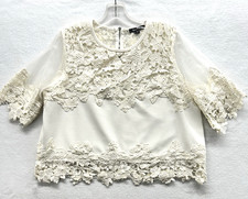 Lace Pullover Top Large Sheer Ivory Coquette Dainty Romantic Bridal Fairy Y2K