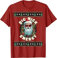 Cool Santa Big Nick Energy Ugly Christmas Retro Gift Unisex T-Shirt