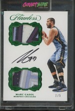 2016 Panini Flawless Green Marc Gasol 1/5 Dual Patch Auto Autograph