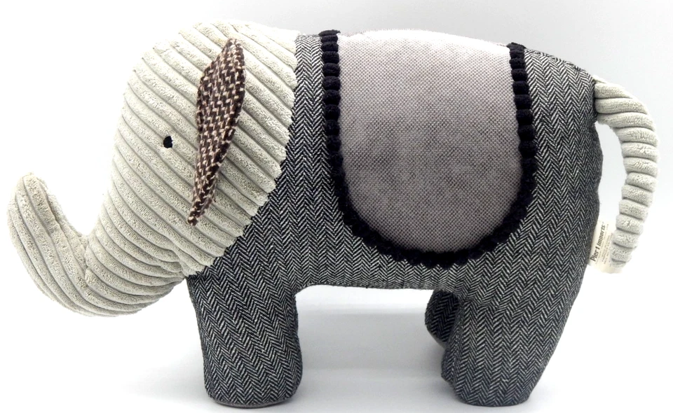 Pier 1 Imports Plush Eleanor Elephant Decorative Gray Pillow Standing Corduroy - Image 2 of 4