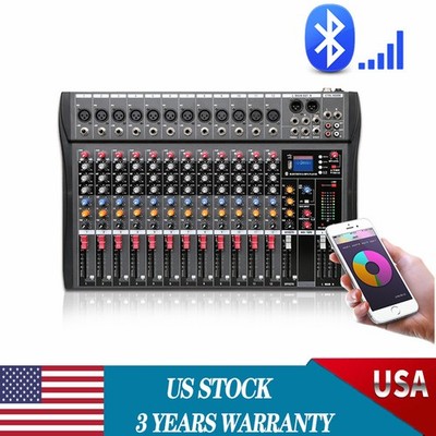 12 Channel Audio Mixer Bluetooth USB DJ Sound Mixing Console Amplifier Studio