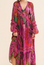 FARM Rio Cool Leopards Maxi Dress Boho Chic Maximalist Tropical Womens XS