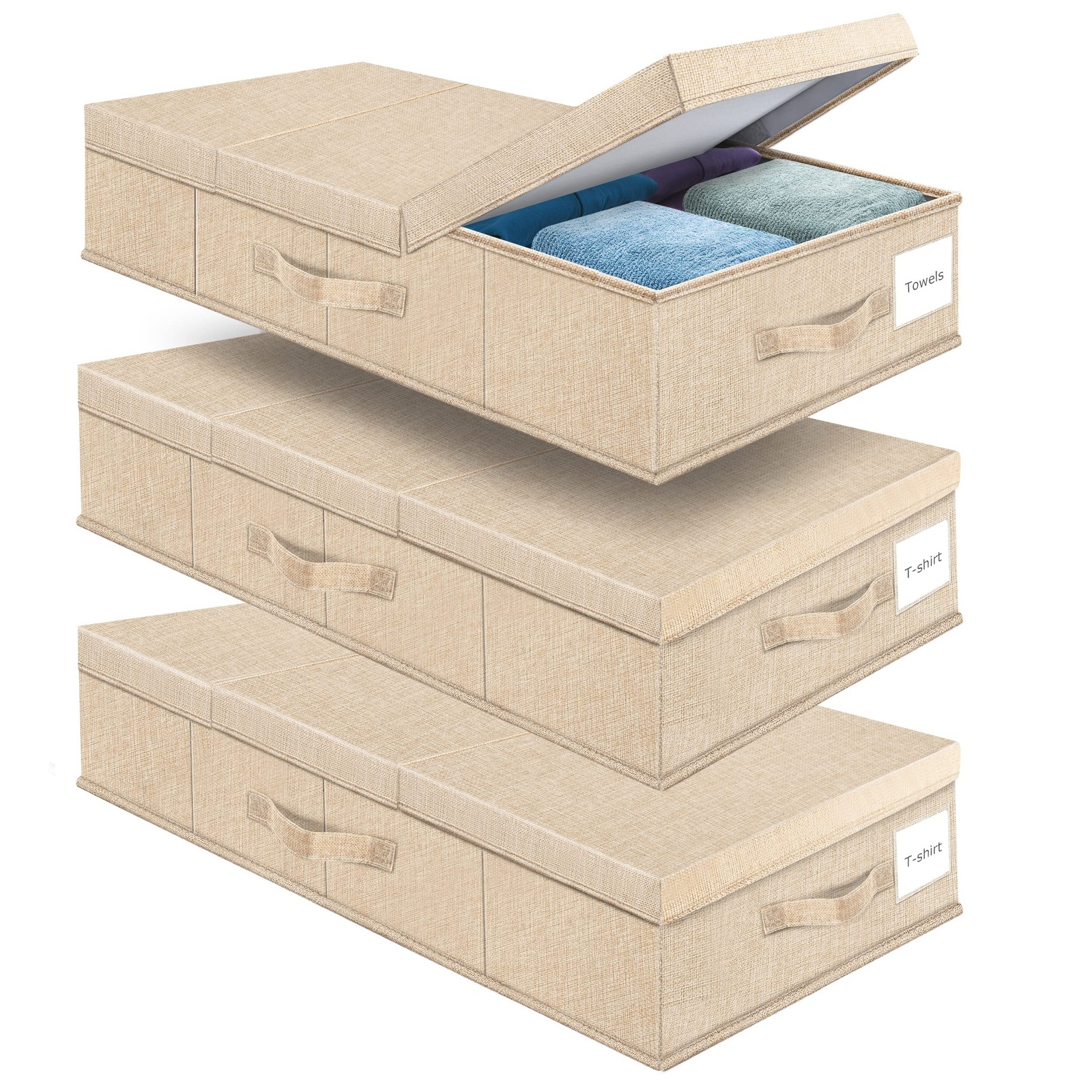 Underbed Storage Containers 3 Pack, Large Under Bed Storage Bins with Lids, F...