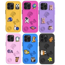 Soft Silicone Case for iPhone 17 Pro Max 16 15 14 13 12 with Cute Cartoon Charms