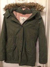 Abercrombie Fitch Kids 11/12 Fleece Lined Fur Hoodie Jacket Coat Green Parka
