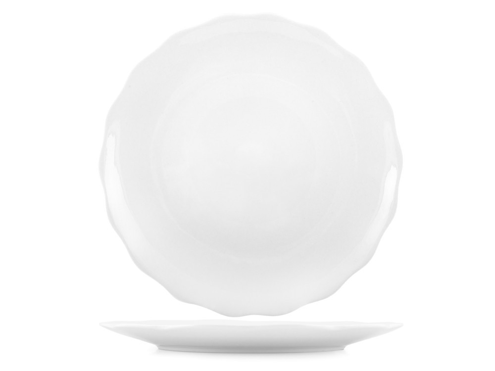 H&H 2 Round Plates With Scalloped Edge In Porcelain 32.5 Cm