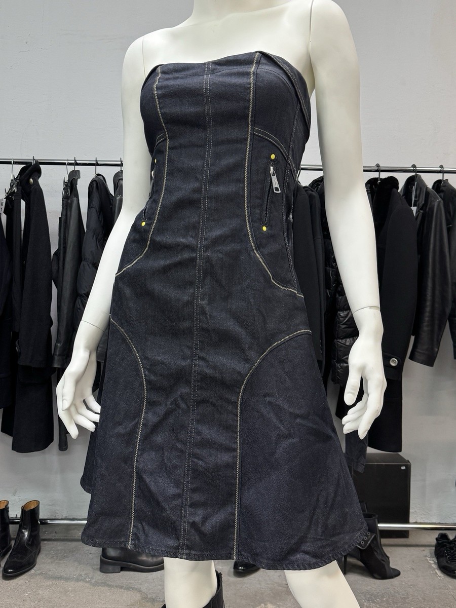 denim colored dress Valentini Denim Midi Dress