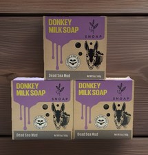 Paquete de 3 barras de jabón de leche de burro - barro del Mar Muerto hechas a mano natural y orgánico para rostro/cuerpo