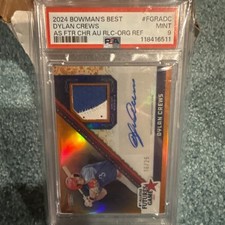 2024 Bowman’s Best Dylan Crews Futures Game Patch Auto Orange  REF 16/25 PSA 9