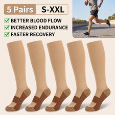 5 Pairs Copper Compression Socks 20-30mmHg Gr...