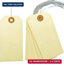 Blank Shipping Tags with Wire - 120 PCS 4 3/4" X 2 3/8" Manila Hang Tags for Inv