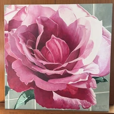 Original Peony Blossom Close-up Flower Painting 36x36" signed Brenda Kelley