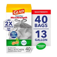 13 Gallon Tall Kitchen Drawstring Trash Bags, 40 Count, Original Scent,