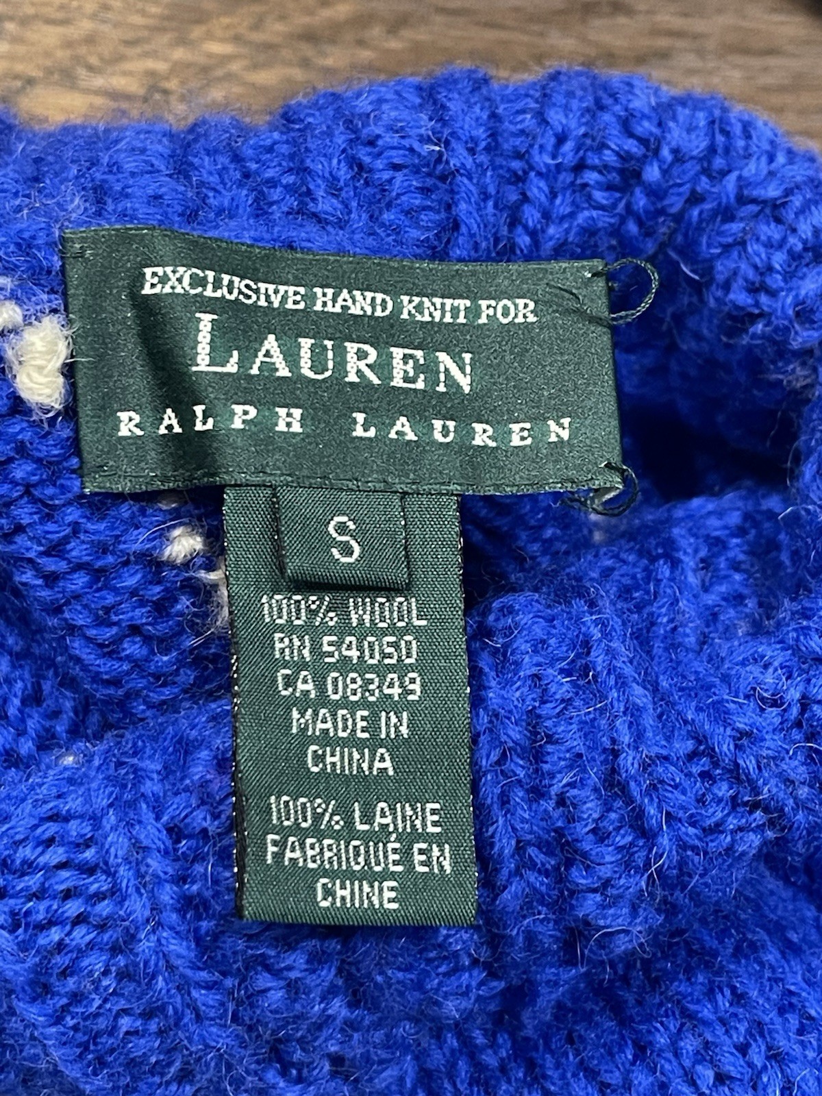 Vtg RALPH LAUREN RARE Handknit Wool Skier Ski Sweater Blue Red 90s Size Small image 4