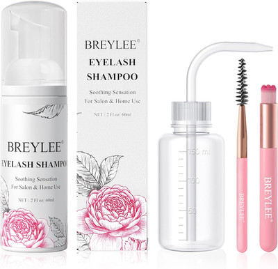 Wimpernshampoo, 60 ml + Spülflasche + Stab + Pinsel, Wimpernverlängerung Reiniger für Exten