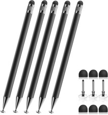Bopomofo Stylus 5 Pcs ,2-in-1 Pen for Touchscreen, High Black
