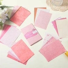 50 Pcs Pink Textured Scrapbook Paper, Art Craft Handmade Textured Paper Mixed Sp