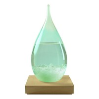 Sturmglas In Tropfenform Wetterstation Aus Glas/Holzsockel 11,5 X 21 Cm Sea-Club