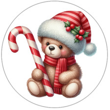Nostalgic Christmas Teddy Bear Handmade Stickers Scrapbook Envelope Seals Favors