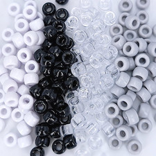 1000PCS 6X9Mm Pony Beads Bulk, Black and White Kandi Beads for Bracelets Making